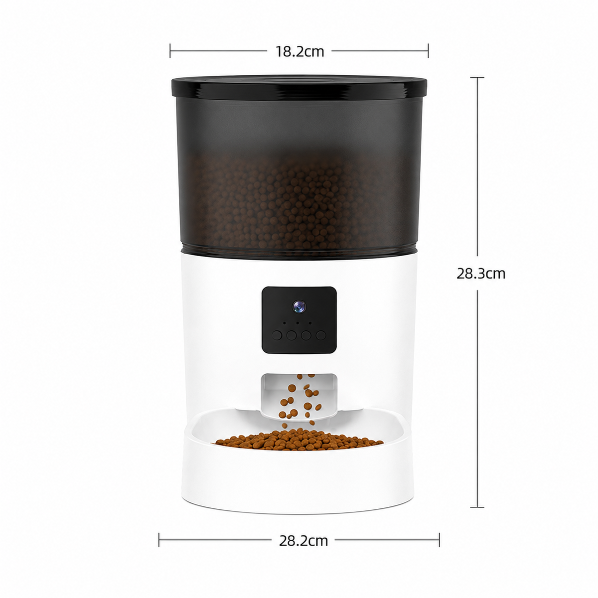Dimensions du distributeur compact : 18,2 cm de large et 28,3 cm de haut