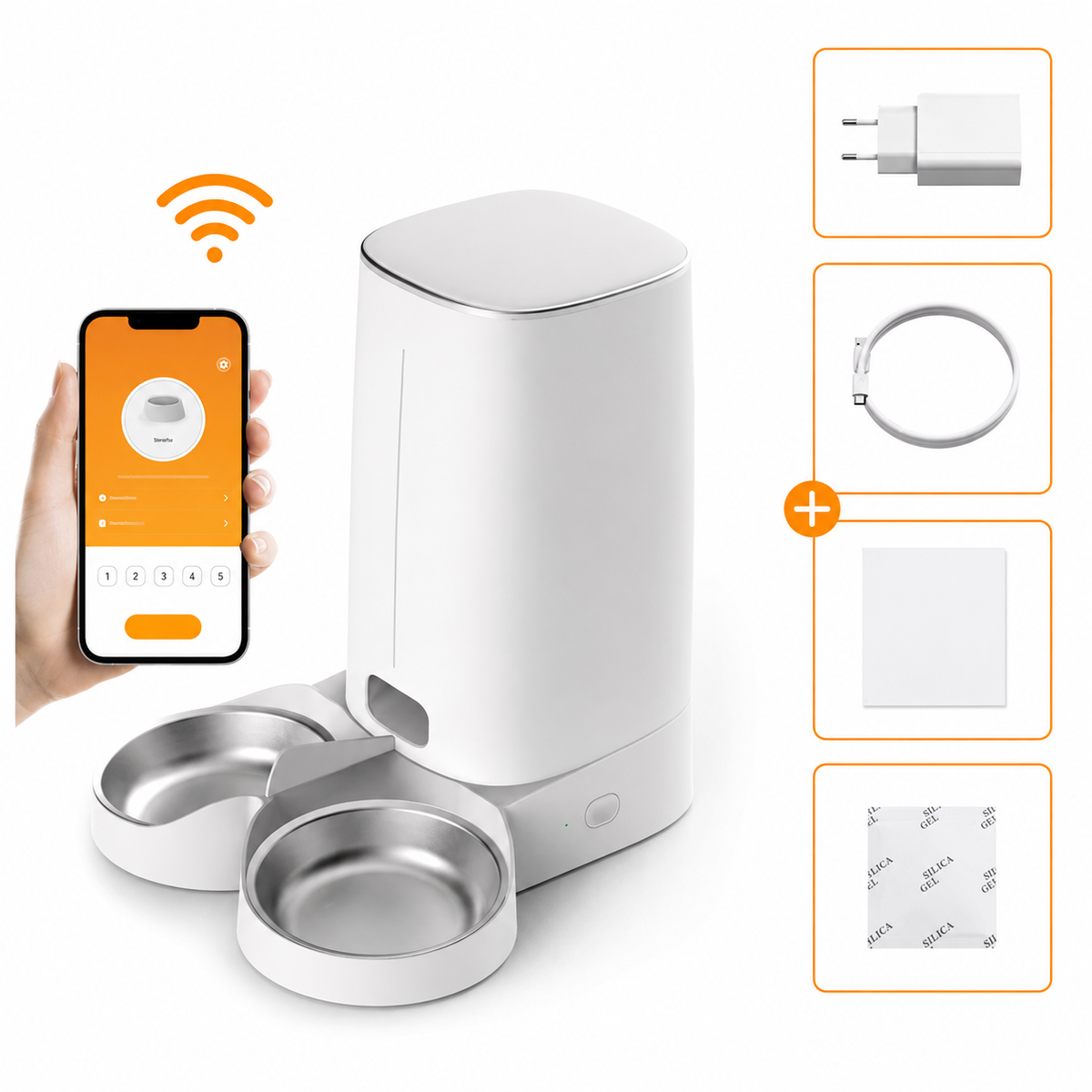 Application mobile et accessoires fournis avec le distributeur double gamelle