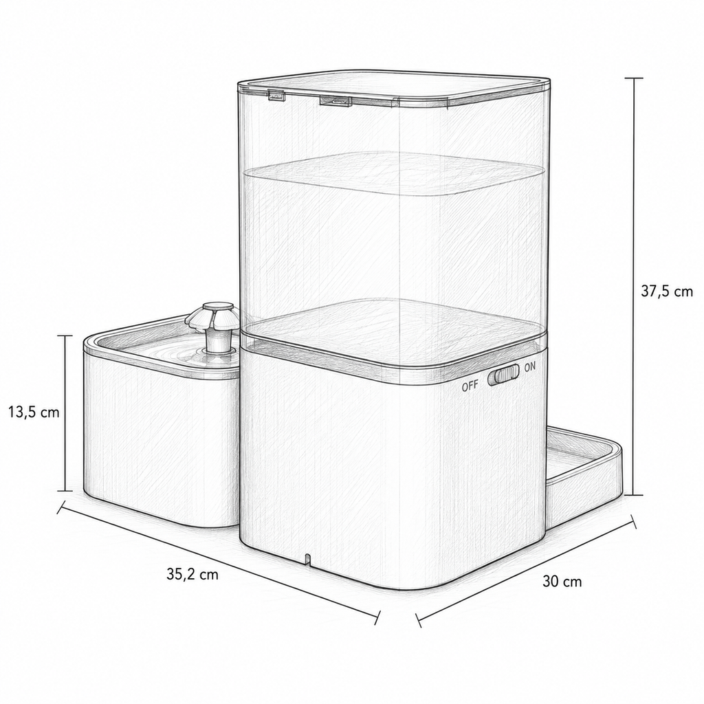 Dimensions de l’ensemble : 37,5 cm de haut, 35,2 cm de large et 30 cm de profondeur