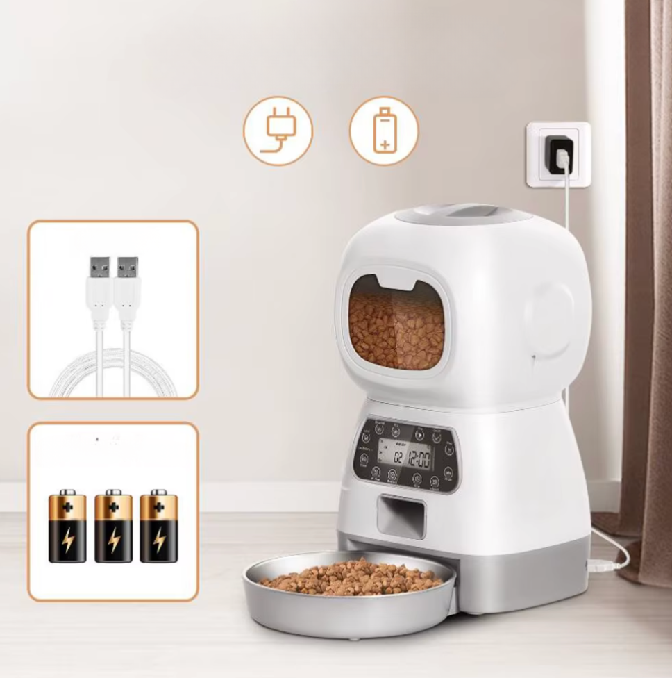 Alimentation du distributeur par câble USB ou par trois piles de secours