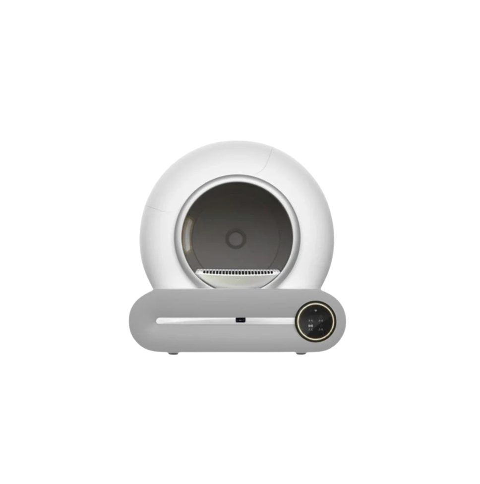 Litière automatique connectée pour chat, vue de face, coloris blanc