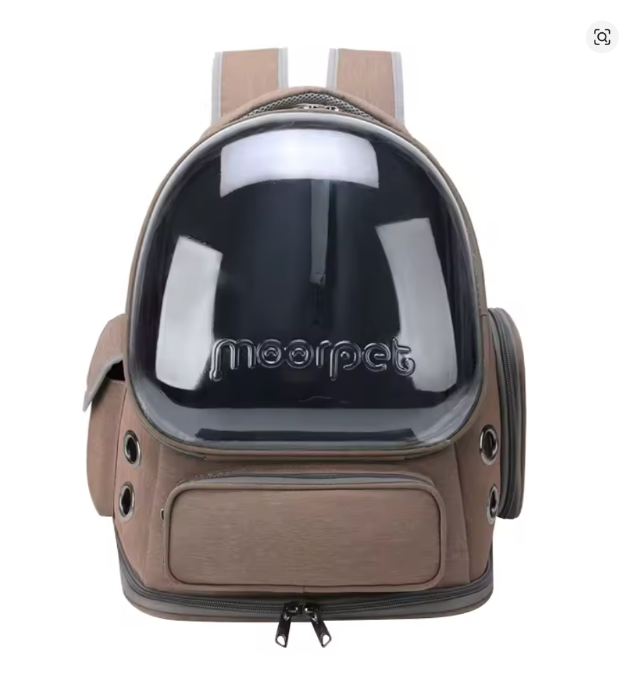 Sac à dos de transport pour chat à hublot transparent, coloris marron