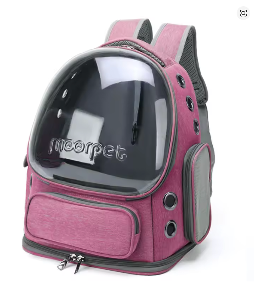 Sac à dos de transport pour chat à hublot transparent, coloris rose