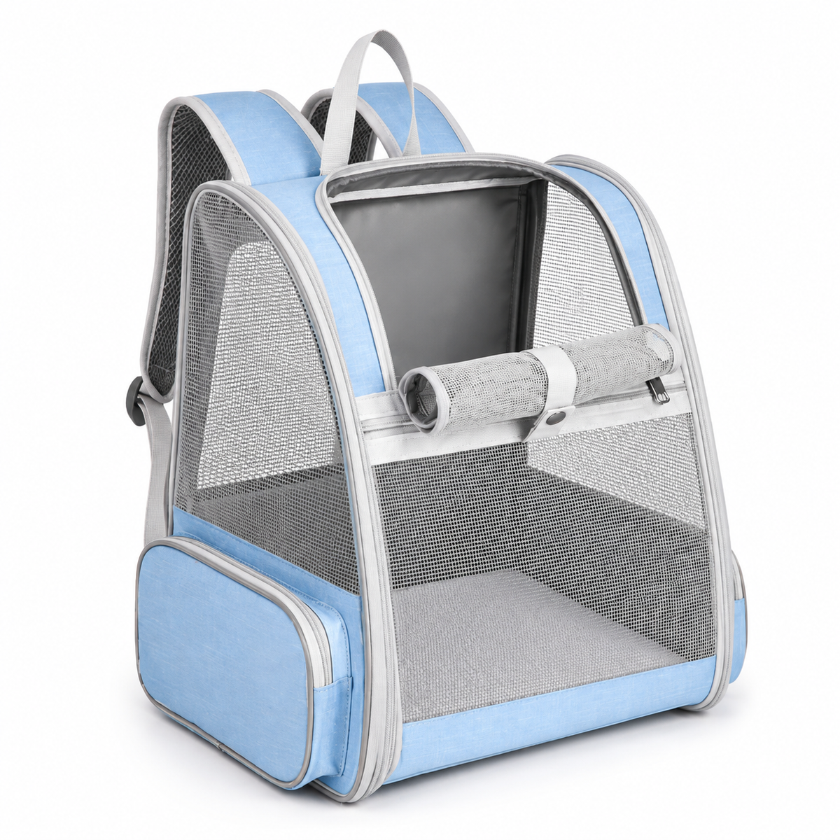 Sac à dos de transport respirant pour chat, coloris bleu