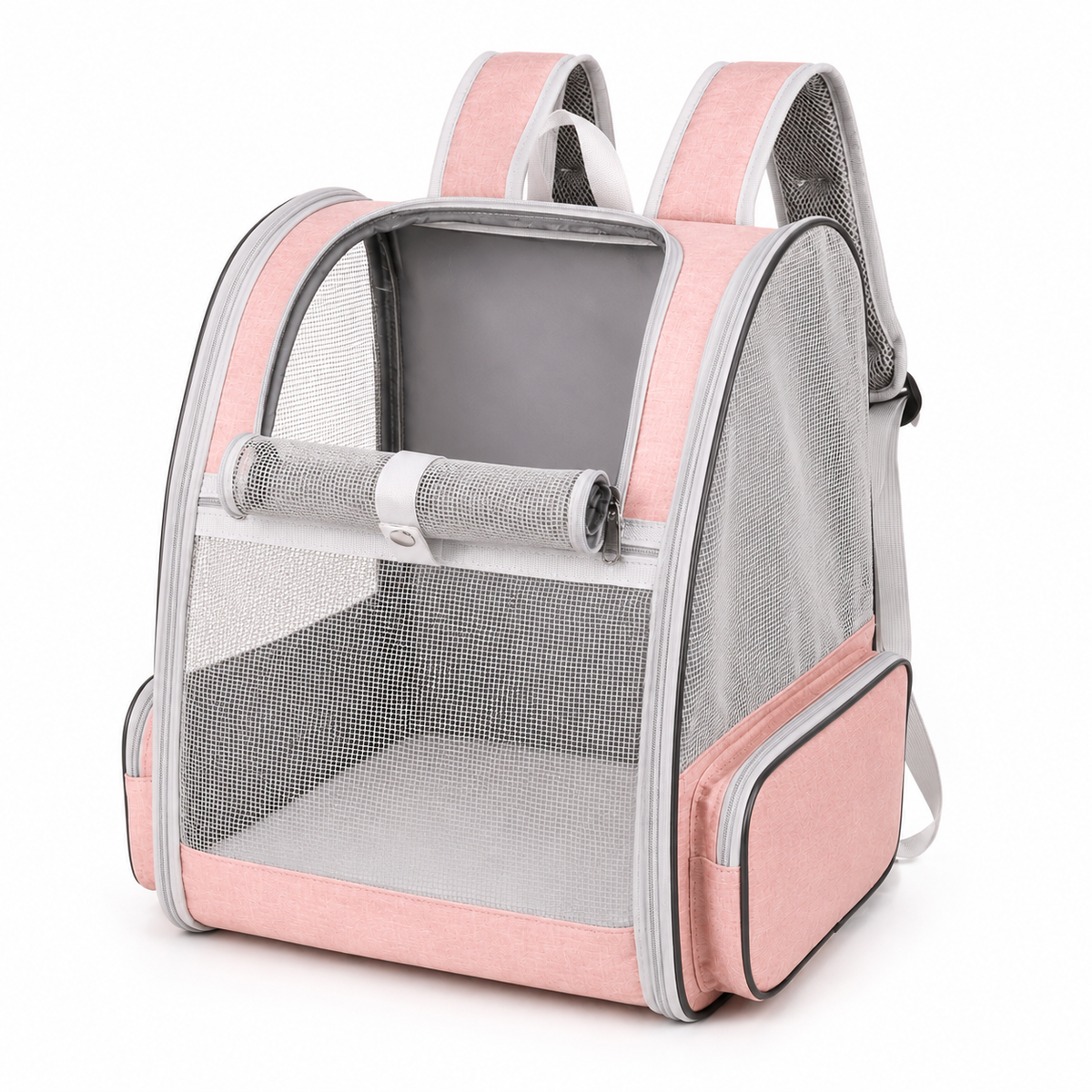 Sac à dos de transport respirant pour chat, coloris rose